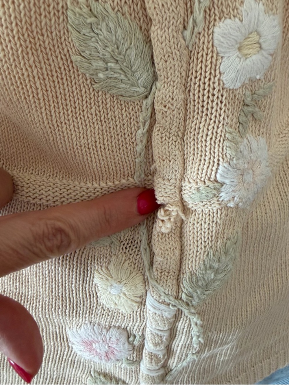 Vintage Artsy Boho Cottagecore Ramie Cotton Floral Grandma Embroidered Sweater - Picture 8 of 11